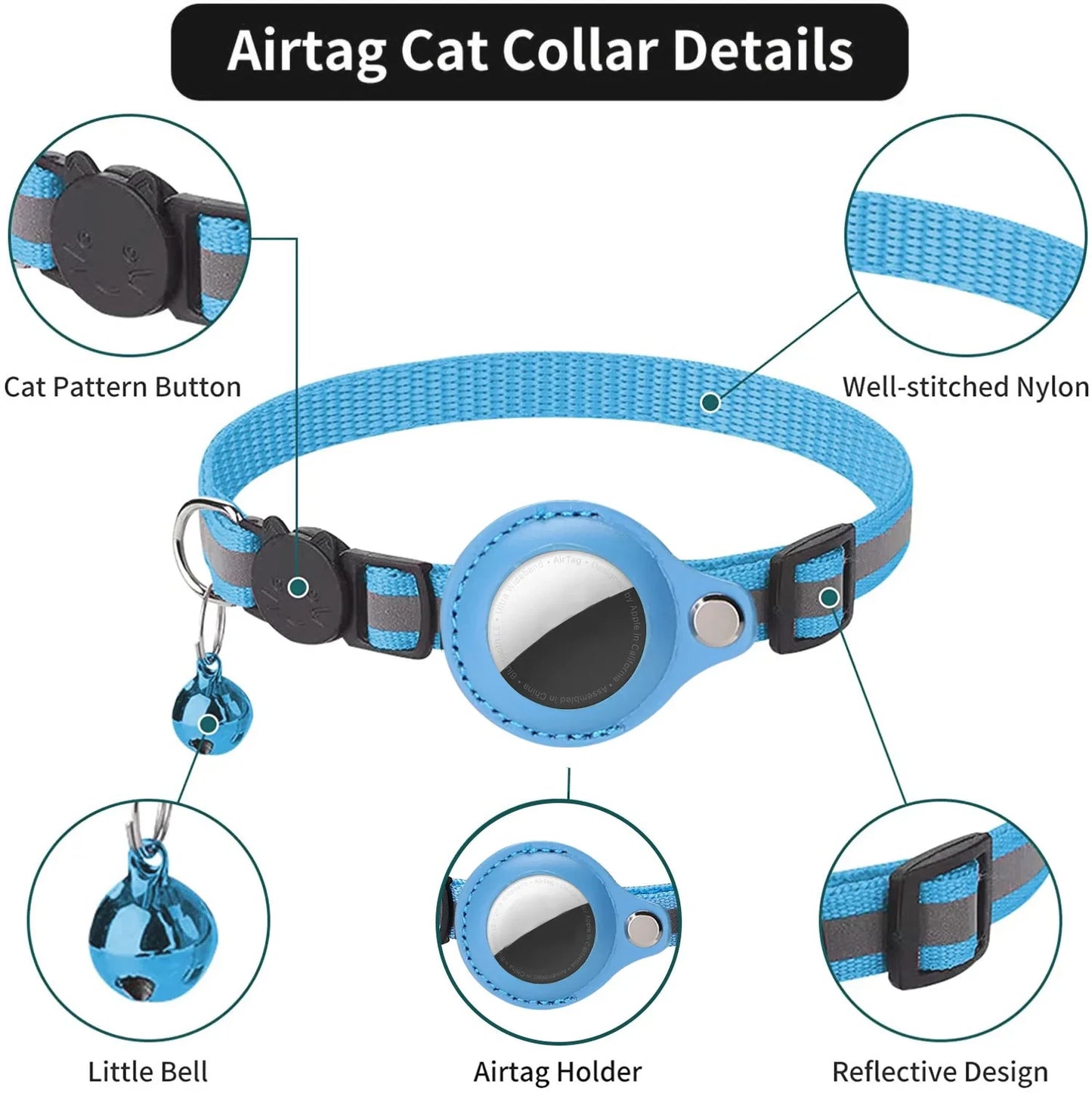 SafeCat Reflective AirTag Collar